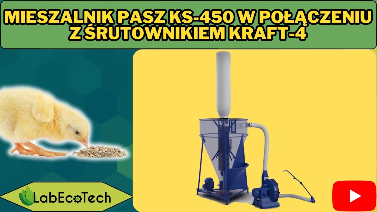 Mieszalnik pasz KS-450 w połączeniu z śrutownikiem KRAFT-4 firmy LabEcoTech