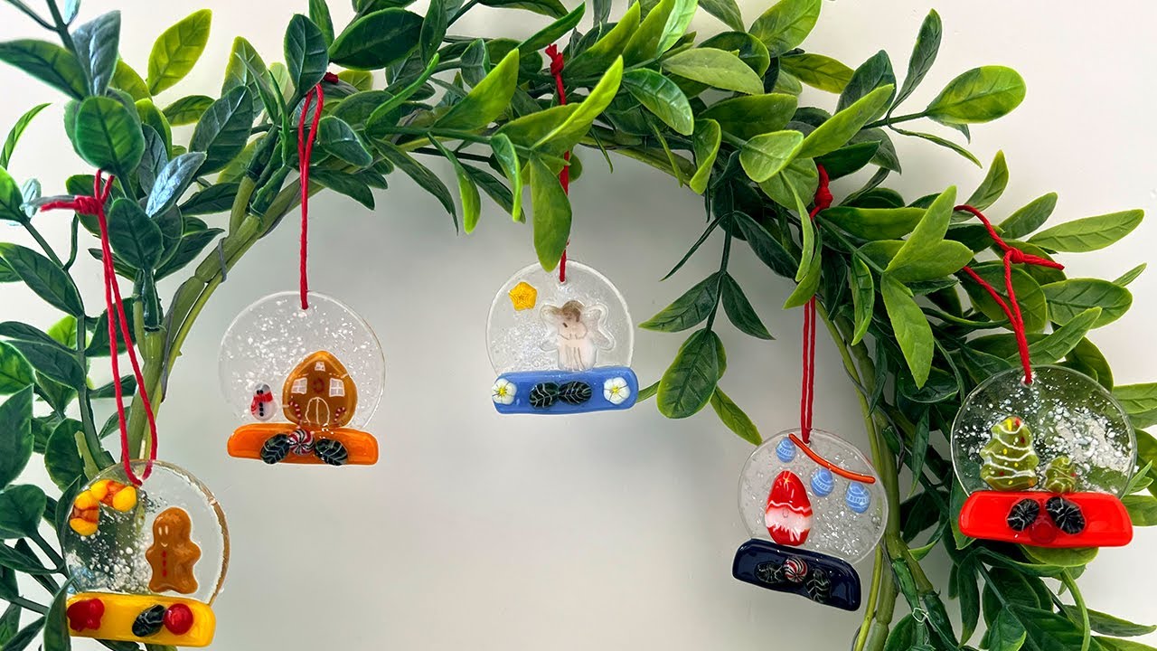 Fused Glass Snow Globe Hanging Decoration