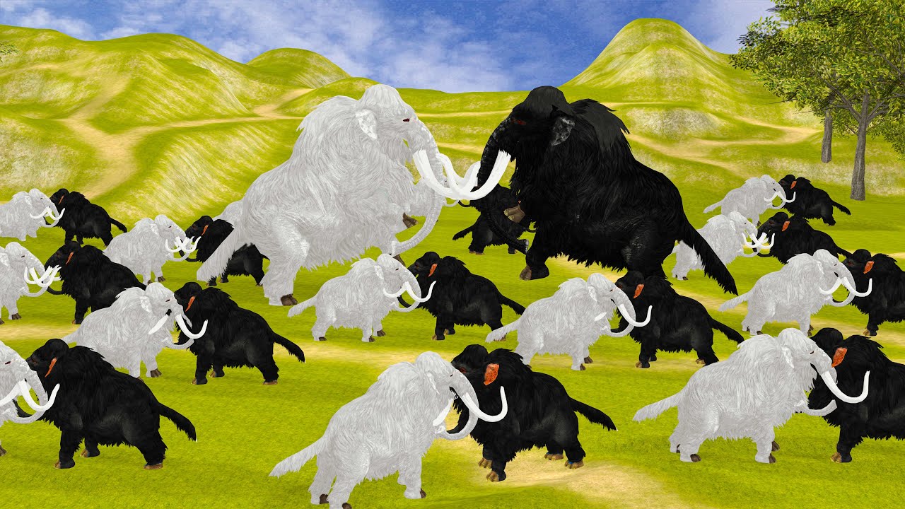 White Woolly Mammoth Vs Zombie Black Mammoth Ultimate Animal Revolt Epic Battle