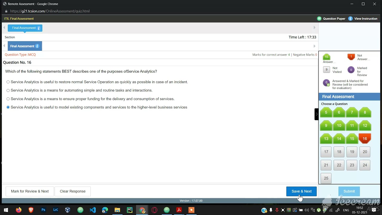 TCS Elevate Wings1 Rio Final Assessment | ITIL | , Course ID 51803