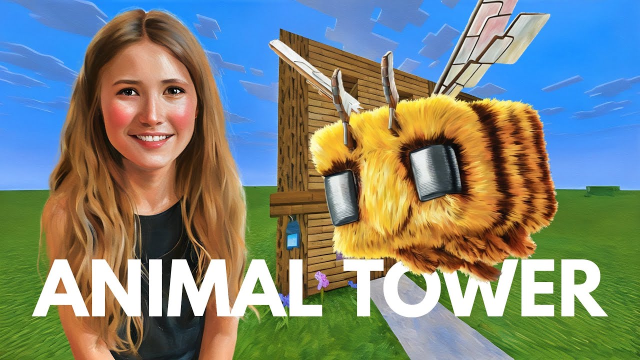 I Made an Animal Tower in Minecraft But My Pet Bee is Annoying! 🐝💔