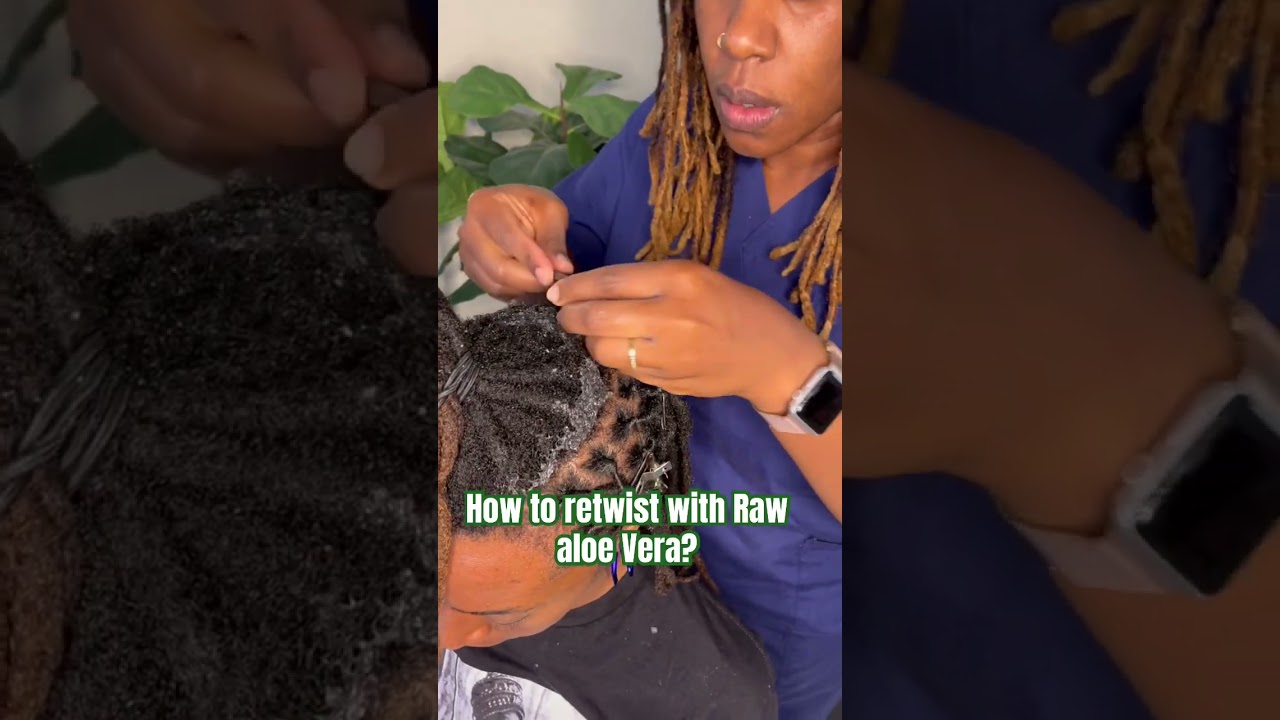 🌱 👑How to retwist Locs with RAW ALOE // #hairgrowthoil #aloeveragel #retwist #hollywoodfl
