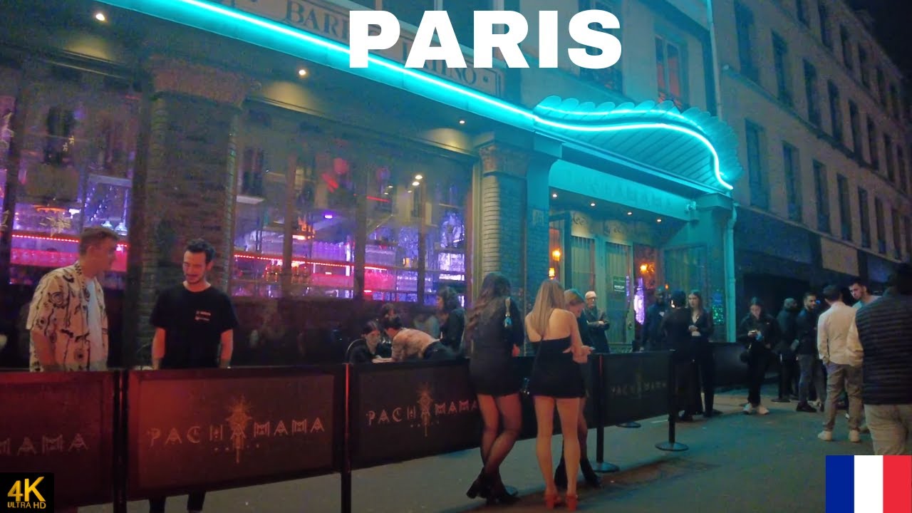Paris nightlife walking tour 4K