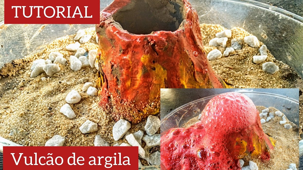 Vulcão de argila muito fácil. TUTORIAL. Ciência divertida.