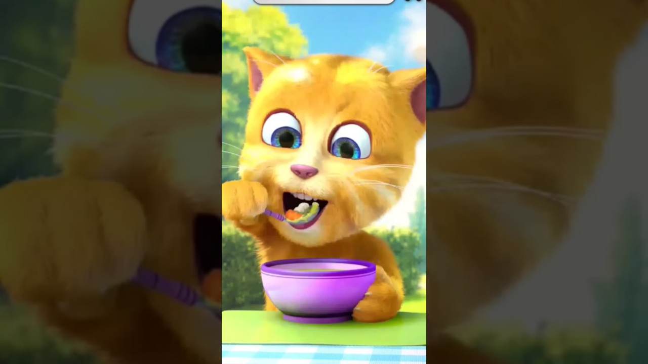 Talking Ginger 2 Eat With Me 🥄 || talking ginger 2 eat with me🐟🦢🦪🥙🧆🥣🥗🍲🍛🍱🥗#talkintom2 #shorts