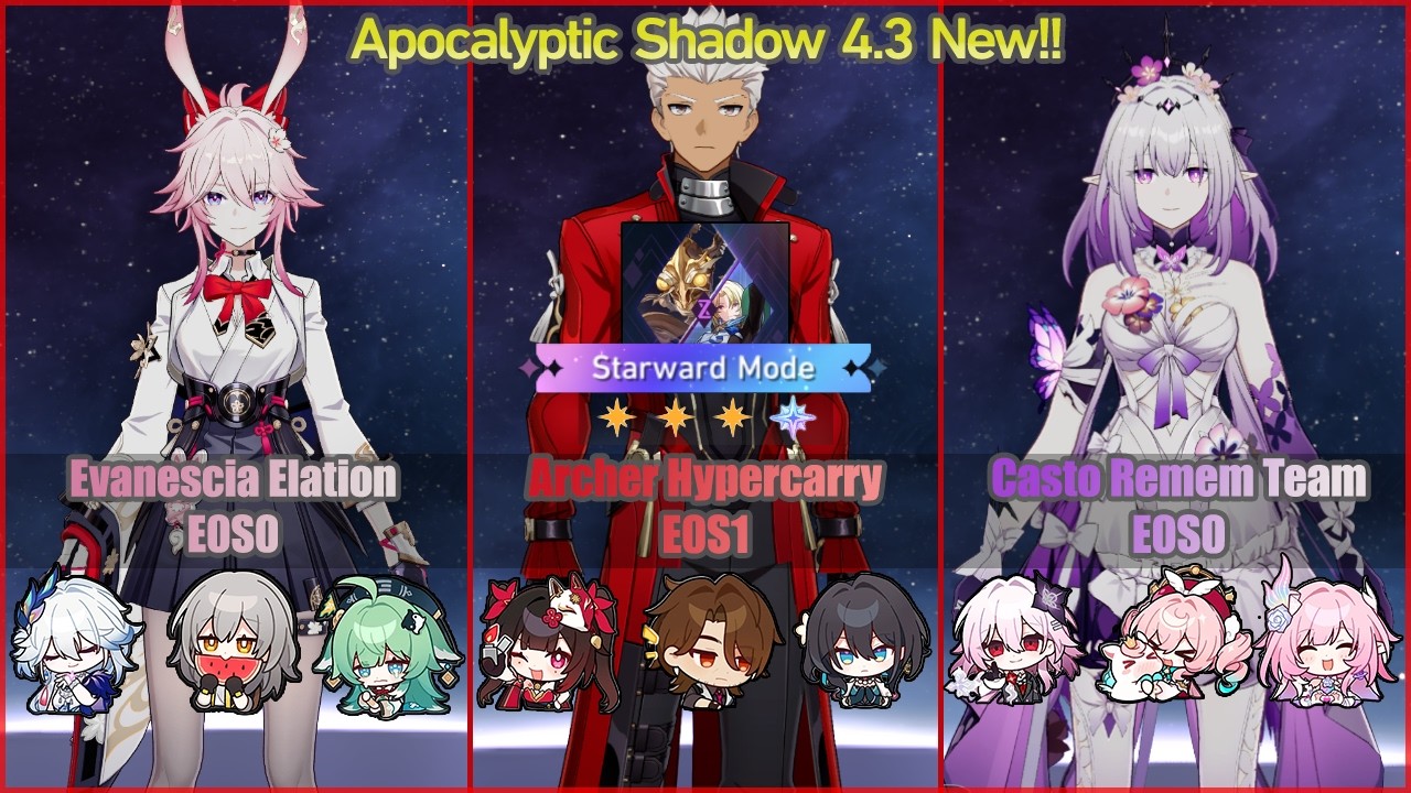 Evanescia E0S0 & Archer E0S1 & Castorice E0S0 - Apocalyptic Shadow 4.3 NEW!! [Starward Mode] | HSR