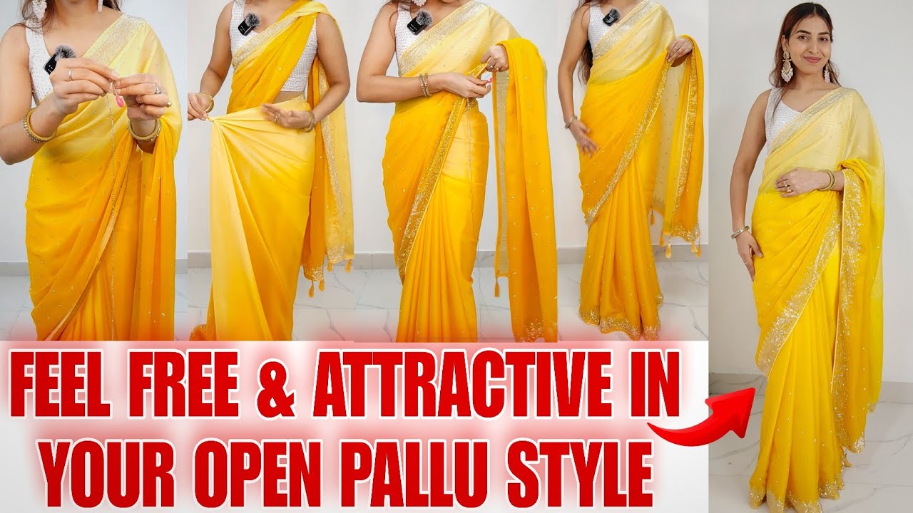 Open Pallu Saree Draping | Easy Step-by-Step Trick for a Perfect Look