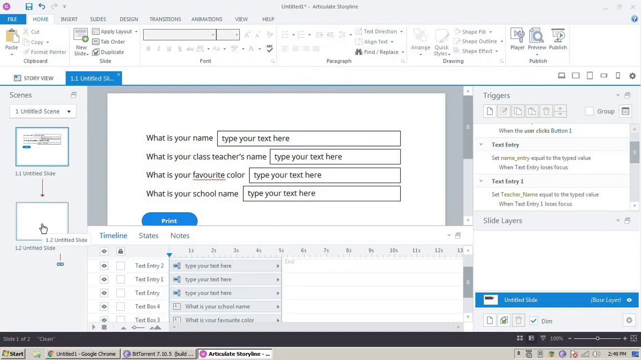 Data Entry Input, Articulate Storyline, Print Everything