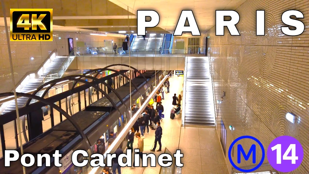 🇫🇷Paris Metro Line 14 - Modern Train Station of Pont Cardinet [4K]