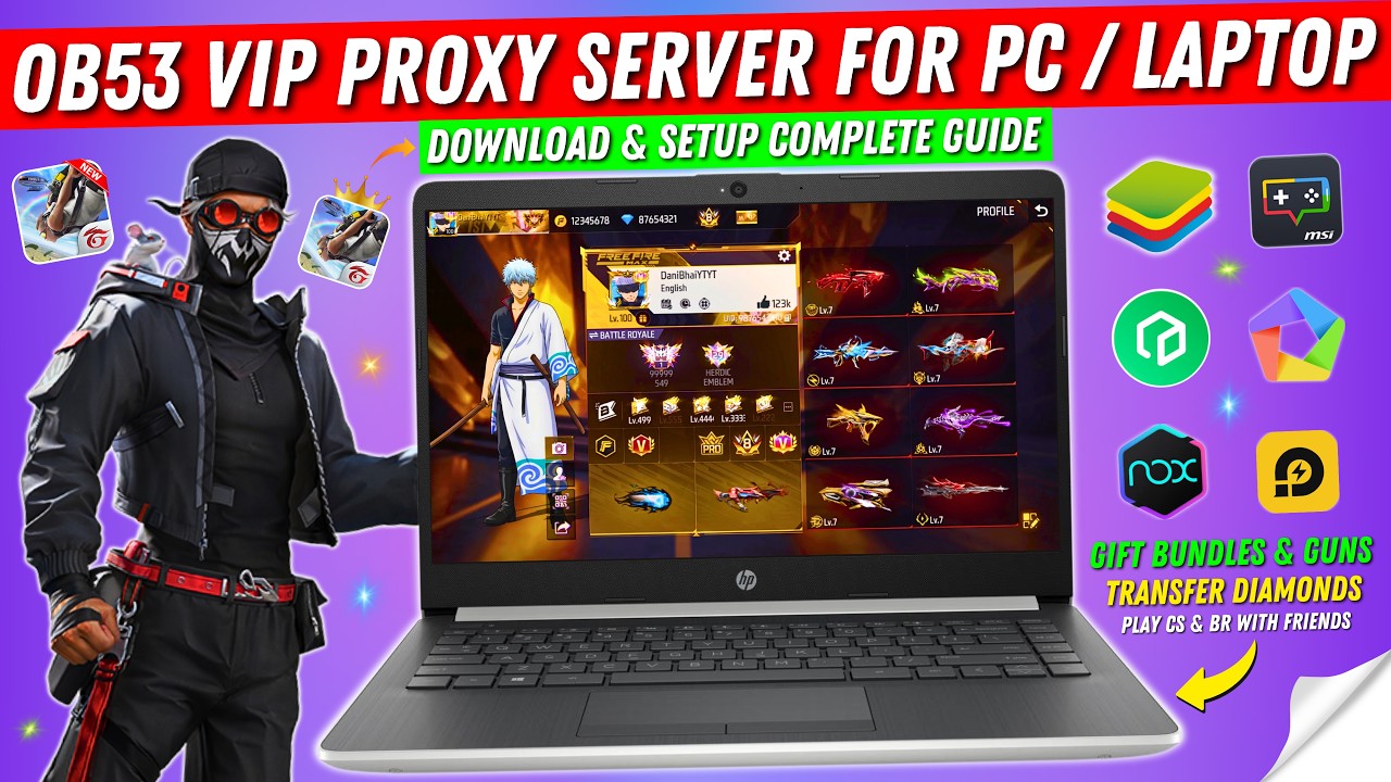 How To Download & Setup Free Fire Proxy Server on PC / Laptop | OB53 New ViP Proxy Server Free Fire
