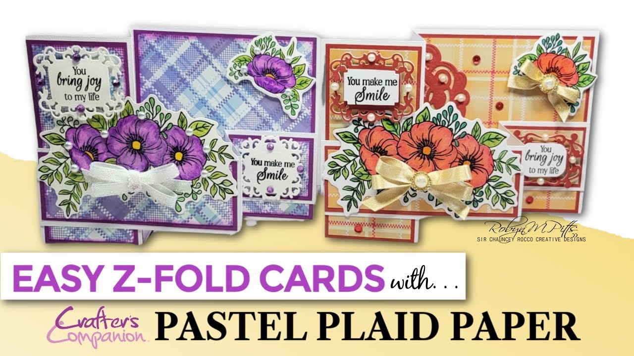 EASY Z-FOLD CARD TUTORIAL | CRAFTER'S COMPANION PASTEL PLAID PAPER | ASC CRAFT SUPPLIES DTP