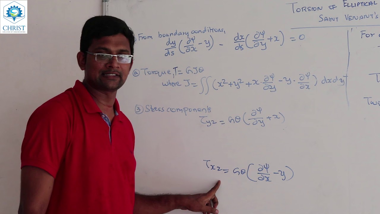 Torsion of elliptical bars - Solution using Saint Venant's method