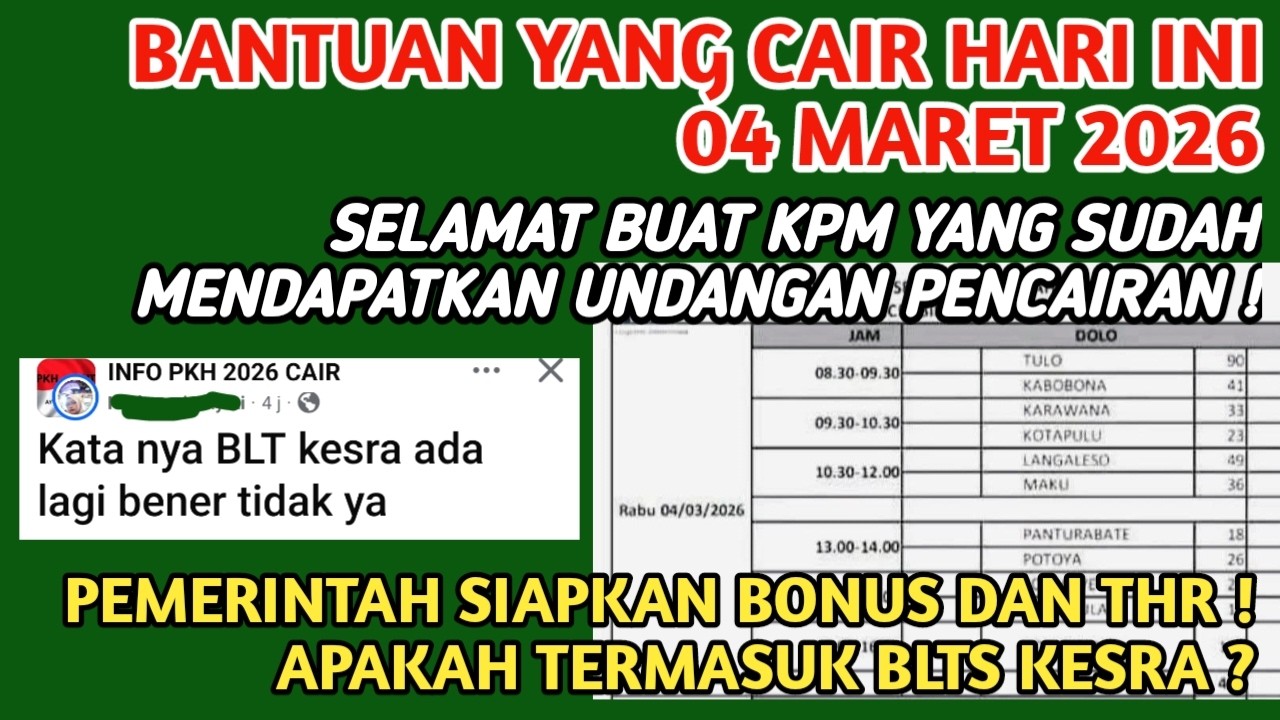 BANTUAN YG CAIR HARI INI 04 MARET 2026❗️PEMERINTAH SIAPKAN THR & BONUS, APAKAH TERMASUK BLTS KESRA❓️