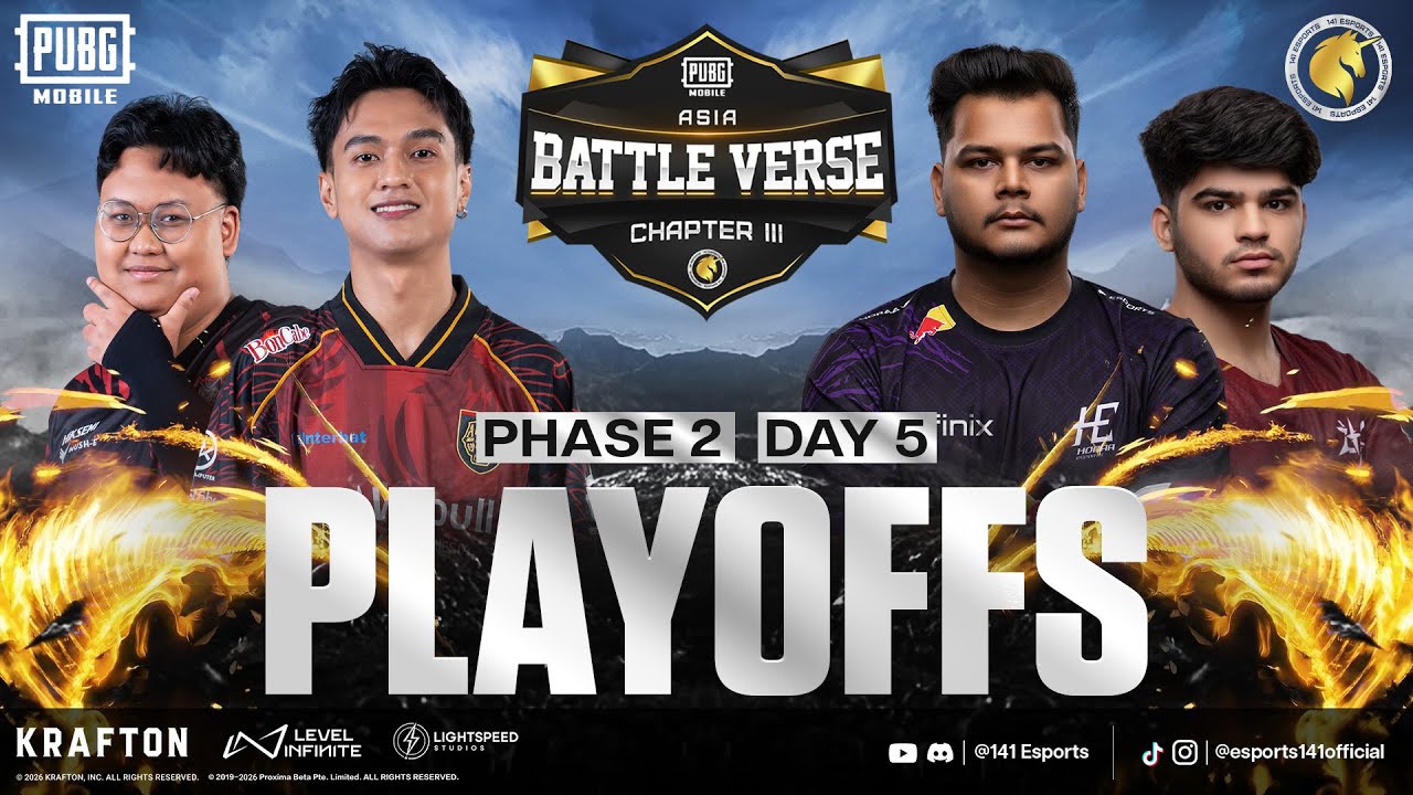 PUBGM BATTLE VERSE ASIA CHAPTER III | PHASE 2 PLAYOFFS DAY 5 | FT. #AE  #4T #RRQ #APG #BOOM #HORAA
