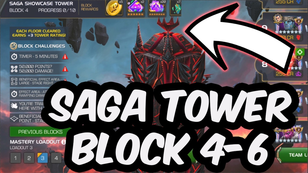 Прохождение новых этапов 4-6 башни &laquo;Saga Showcase&raquo; &mdash; Забираем награды &mdash; Marvel Contest of Champions
