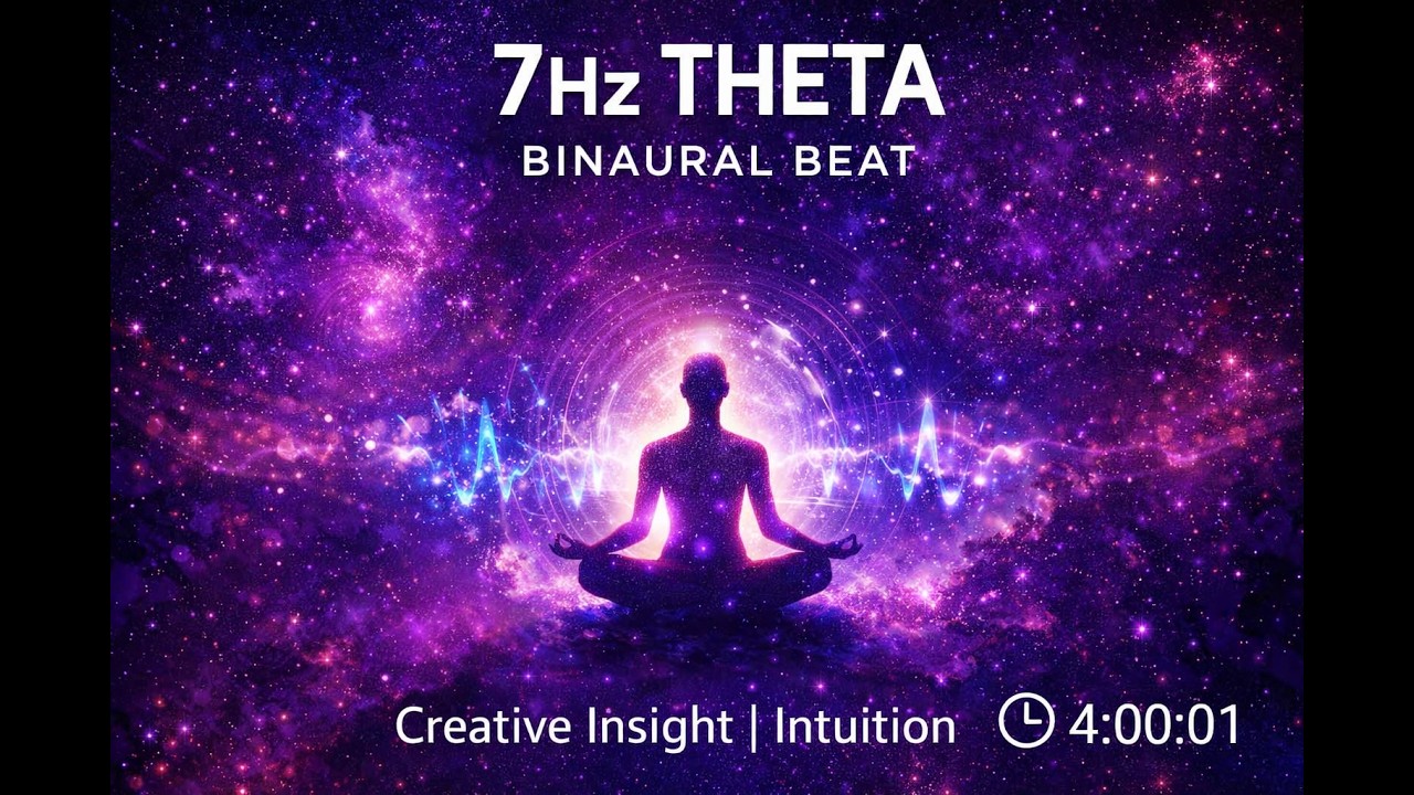 7Hz Theta Binaural Beat – Creative Insight | 4 Hour Meditation & Intuition Protocol