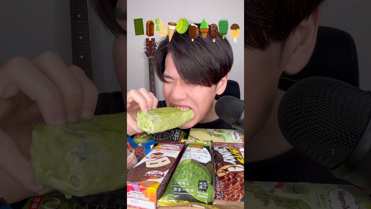 チョコアイスと抹茶アイス爆食い🍫🍵🍨#大食い #飯テロ #アイス #チョコレート #抹茶 #asmr #mukbang #icecream