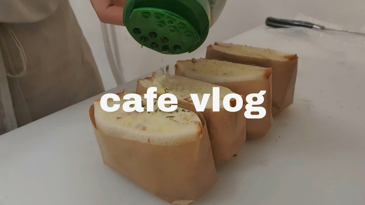 cafe vlog/ 샌드위치 카페/ 신메뉴 에그포테이토 샌드위치 / 와플 만드는 영상