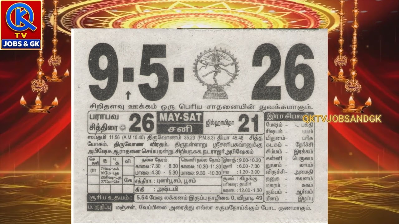Panchangam, 09 May 2026 - Tamil Calendar #tamilnaduepaper  #panchangam #tamilpanchangam