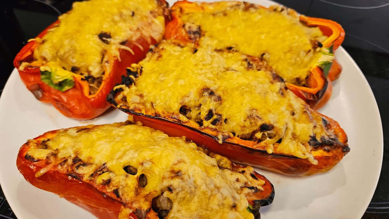 🔥 Receta de PIMIENTOS ROJOS rellenos de CARNE en FREIDORA de AIRE COSORI