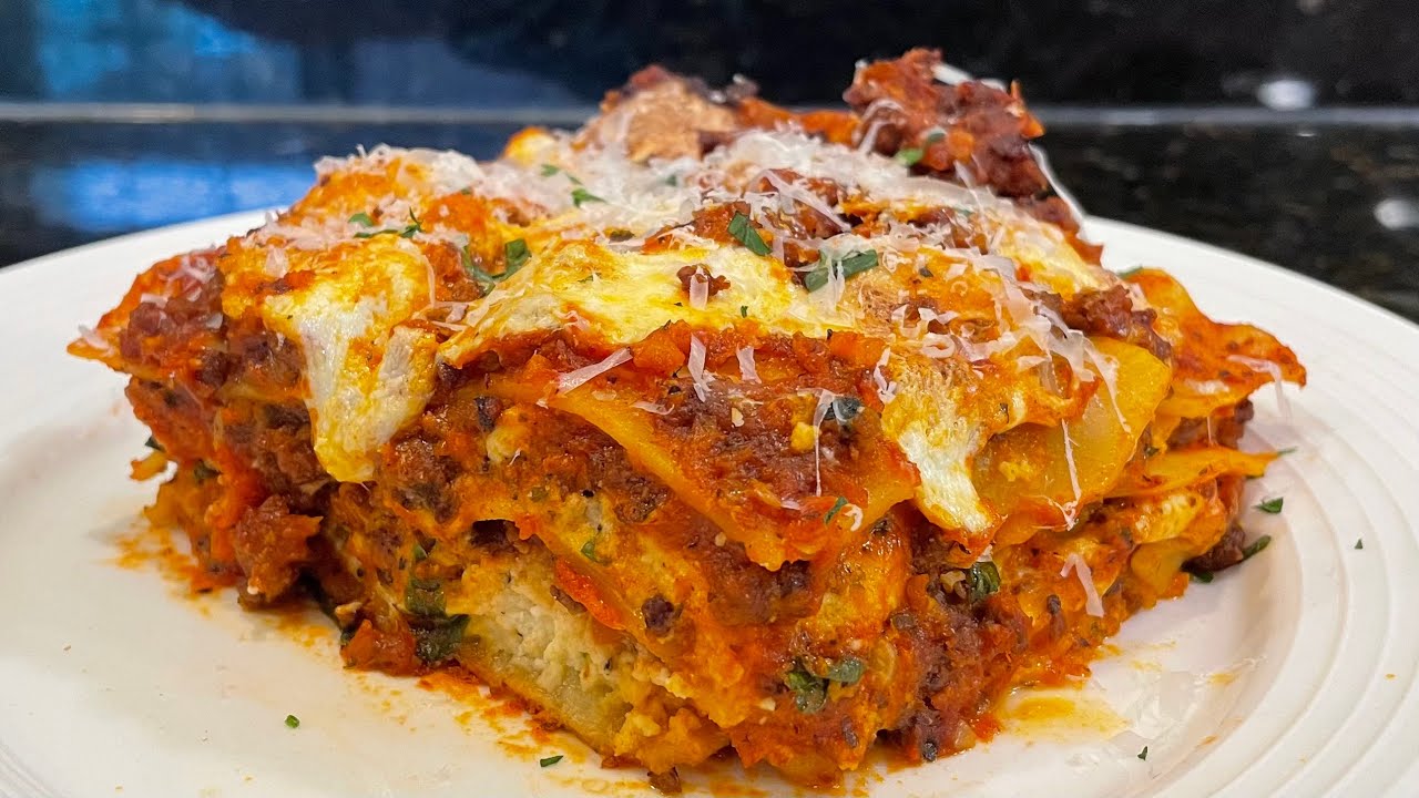 Three Cheese Lasagna | Homemade Meat Sauce