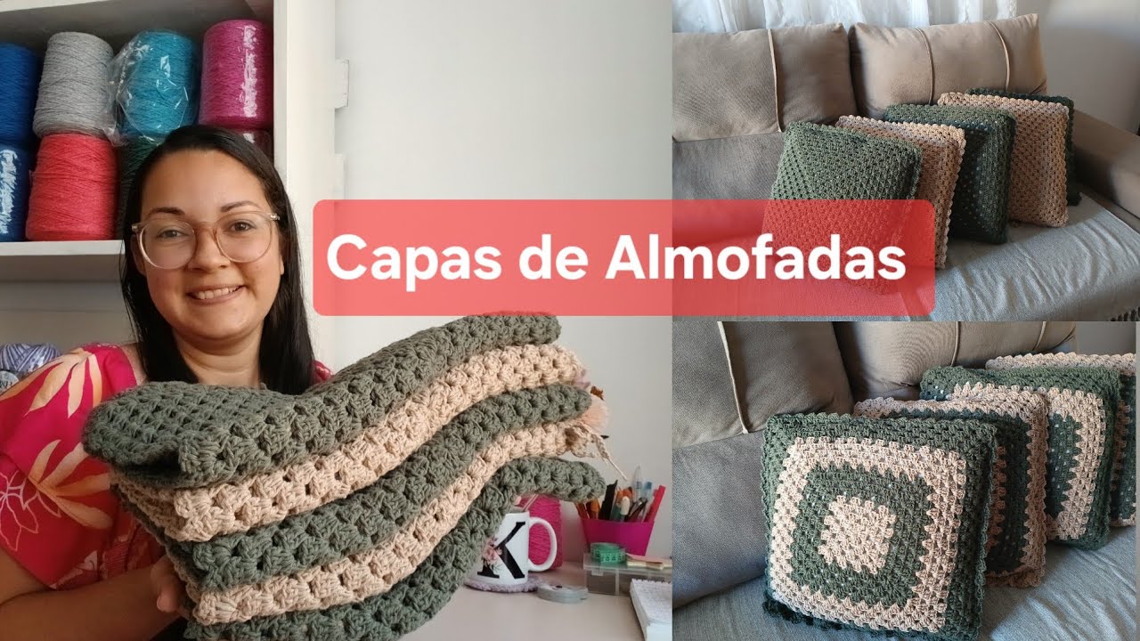 Vlog de Produção de Capas de Almofadas em Crochê #croche #crocheteiras #produçãodecroche #crochet 