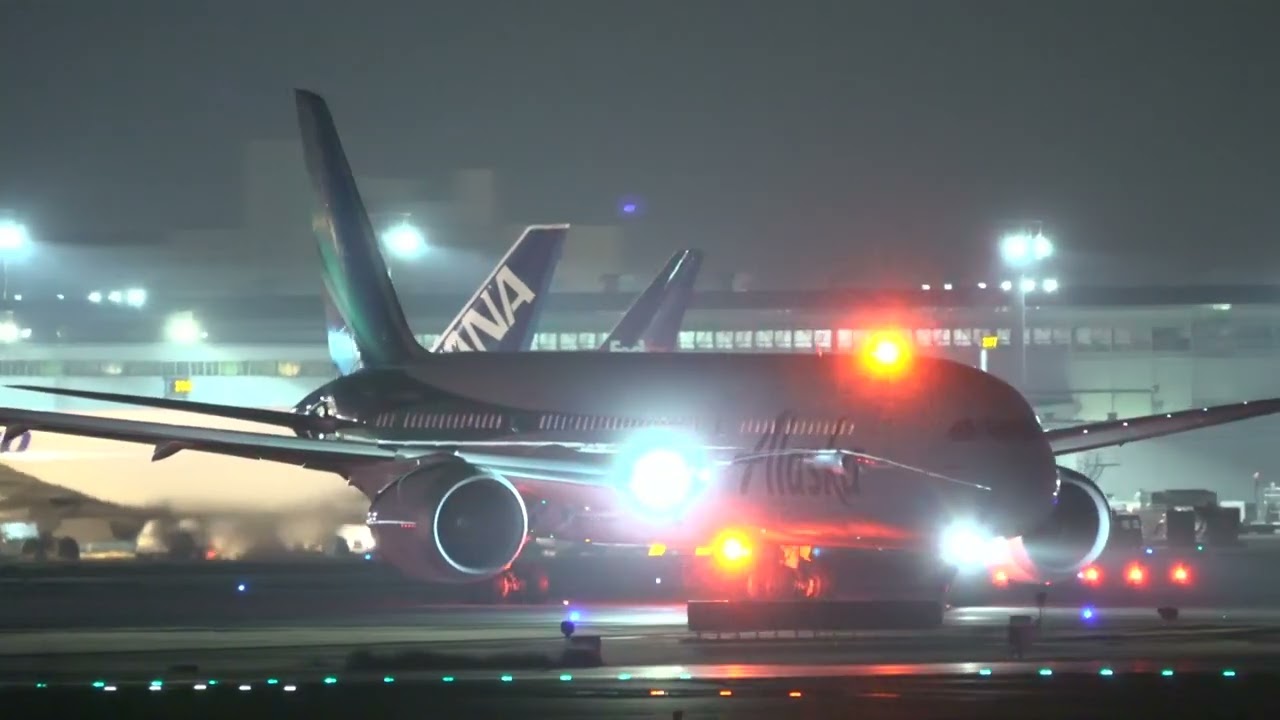 【4K】成田空港　ハワイアン航空（アラスカ航空）Boeing787-9　成田16R　Takeoff