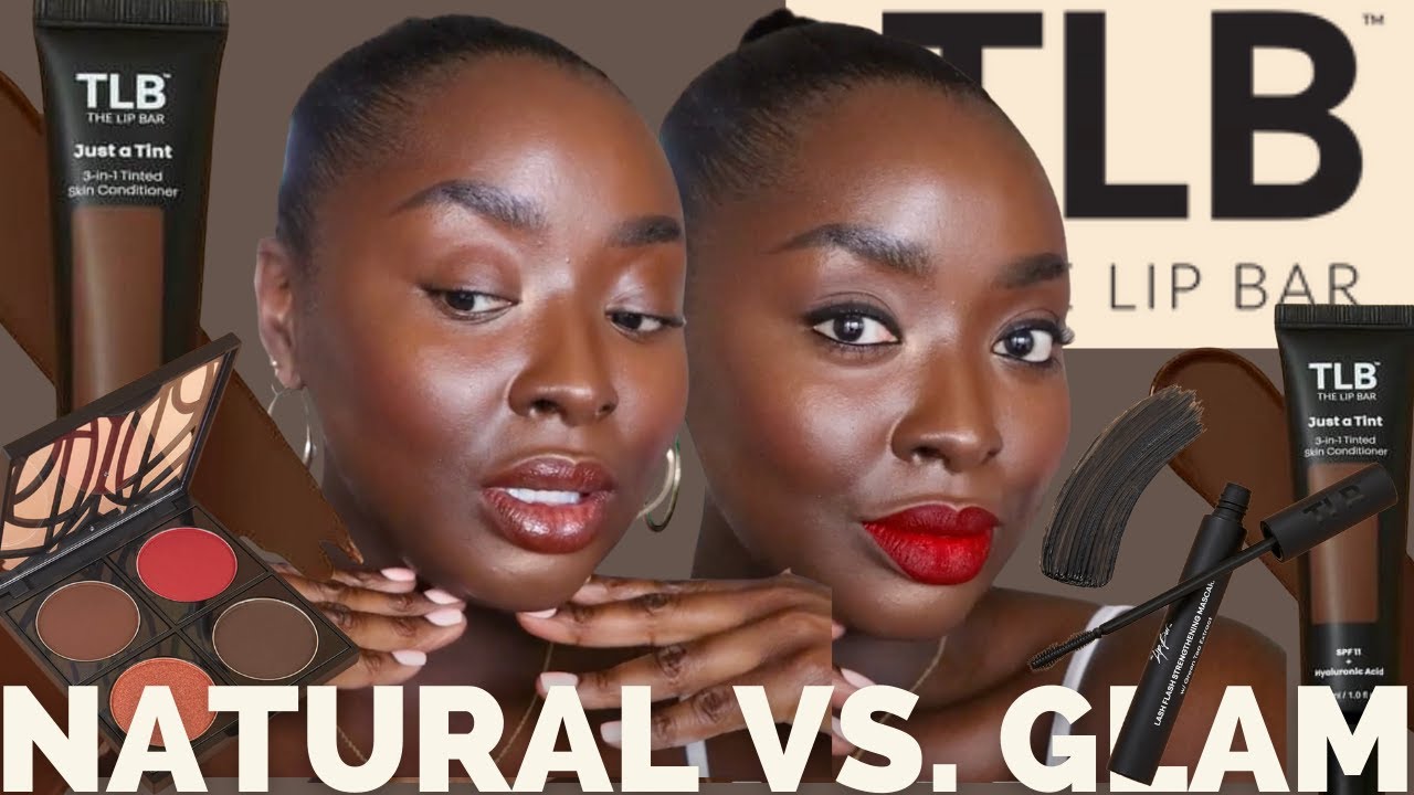 *DETAILED* NATURAL VS. GLAM AFFORDABLE BEGINNERS MAKEUP FOR DARK SKIN USING THE LIP BAR | MenaAdubea