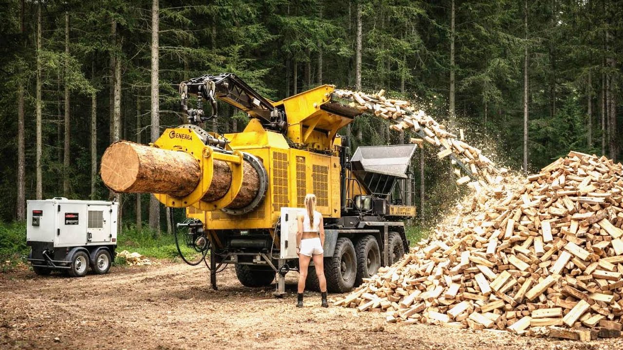 Hydraulic Log Splitter in Action | Turning Massive Logs into Perfect Firewood