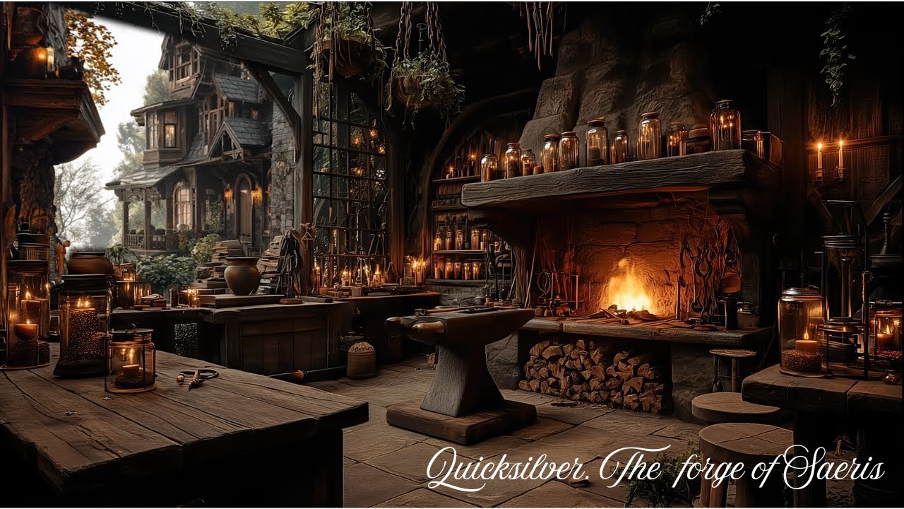 Quicksilver Ambience. Callie Hart / Cozy Forge with fireplace & No music