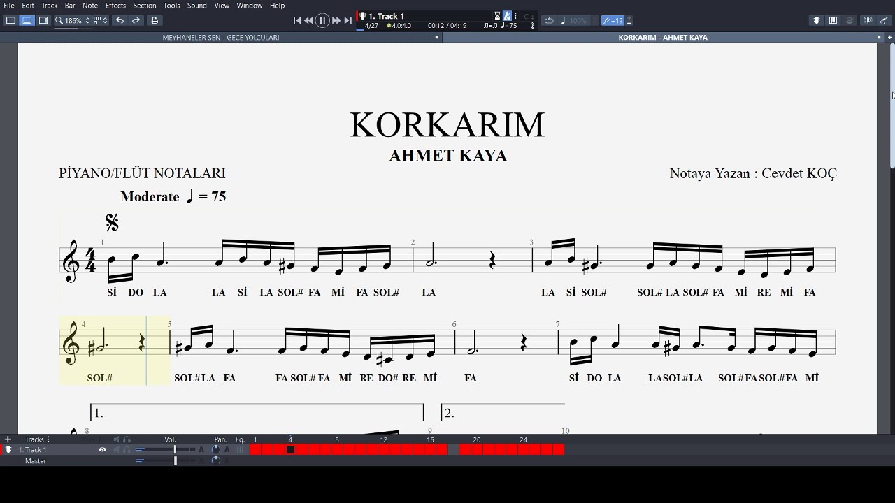 KORKARIM -  AHMET KAYA NOTA