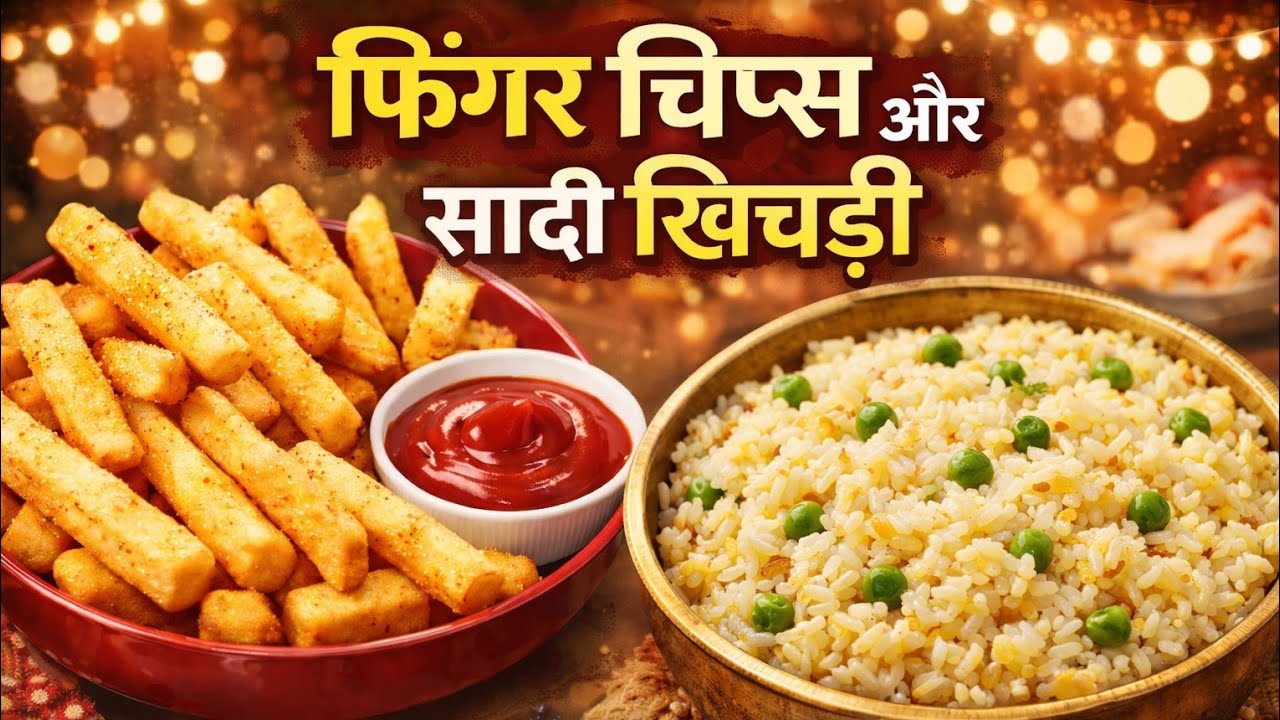 आज का सादा खाना 🍽️सादी खिचड़ी और फिंगर चिप्स😋😋😋