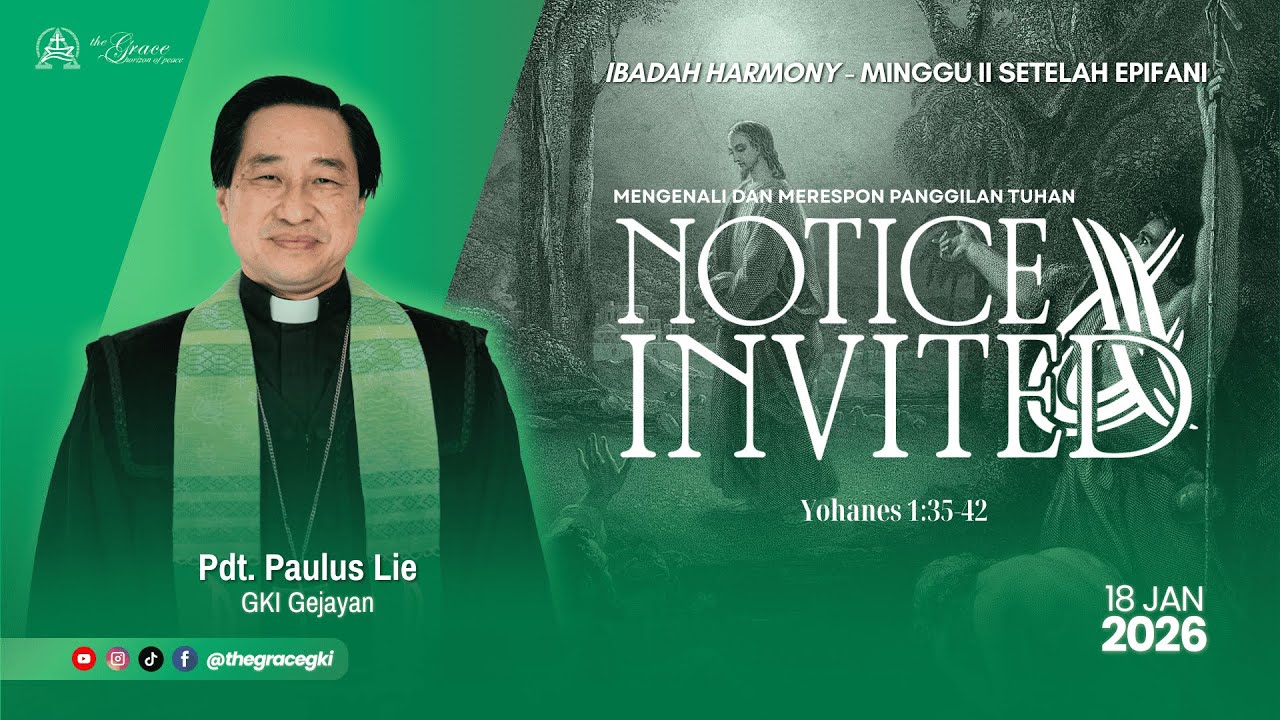 IBADAH HARMONY | Minggu, 18 Januari 2025 11.00 WIB | Pdt. Paulus Lie (GKI Gejayan)