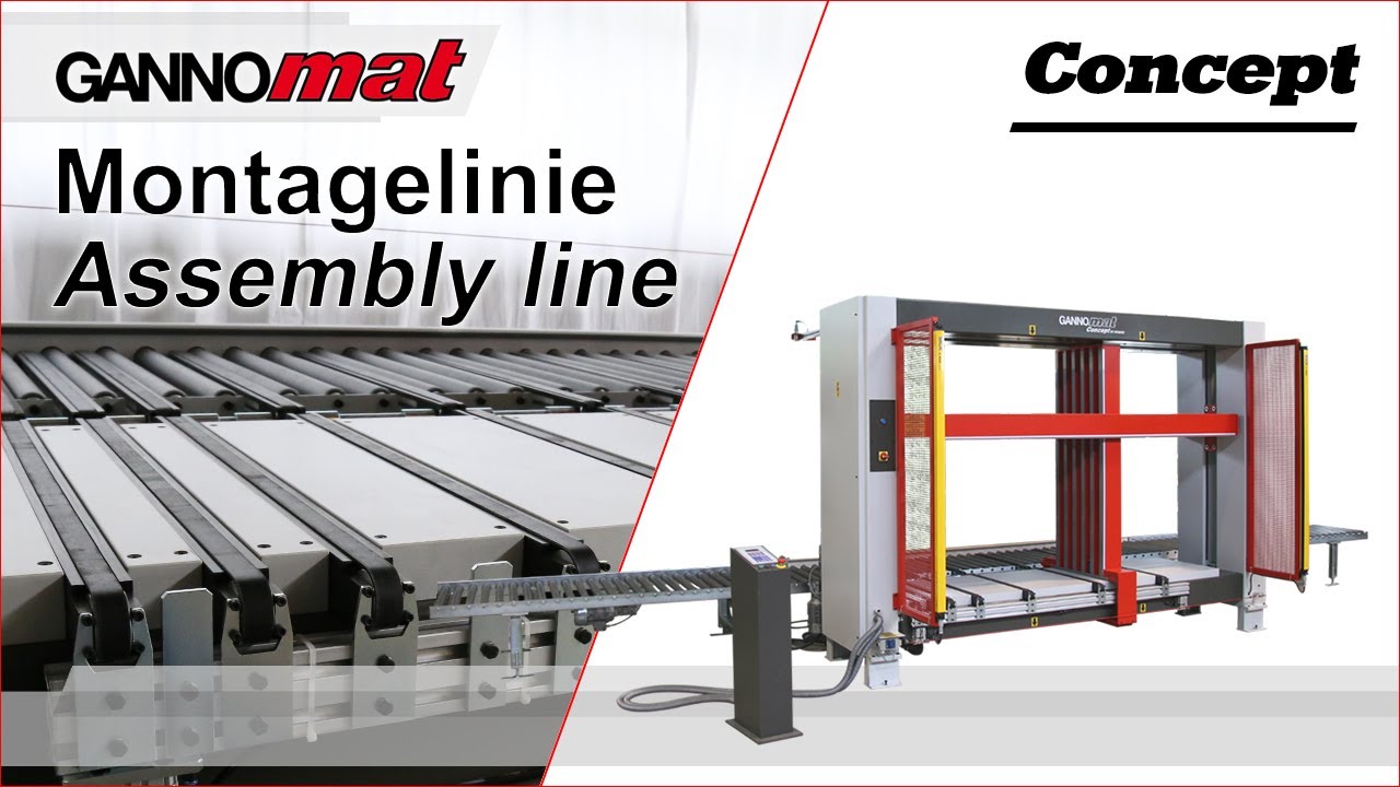 GANNOMAT Concept / Möbel Montagelinie mit Korpuspresse / Furniture Assembly Line with Case Clamp