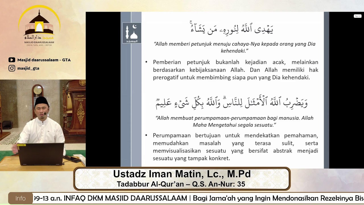 #6 Kajian I'tikaf | Tadabbur Al-Qur'an: Q.S. An-Nur: 35 | Ustadz Iman Matin, Lc., M.Pd