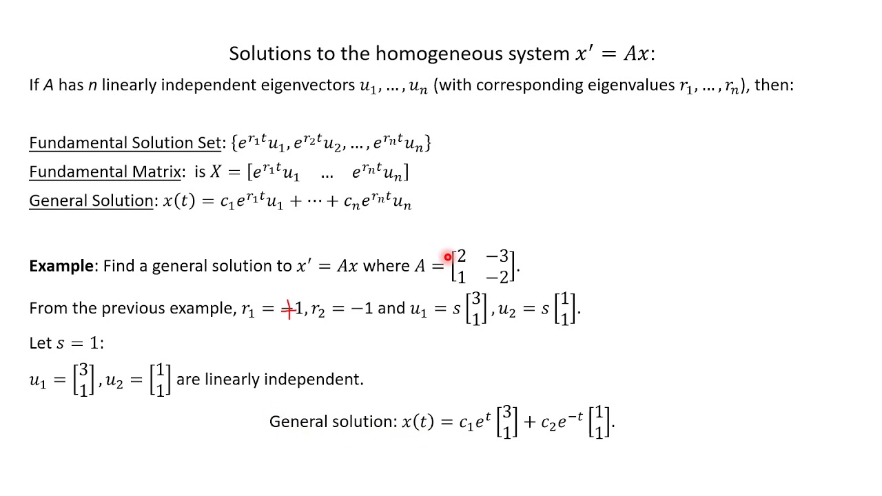 Homogeneous Linear Systems with Constant Coefficients (Differential Equations)