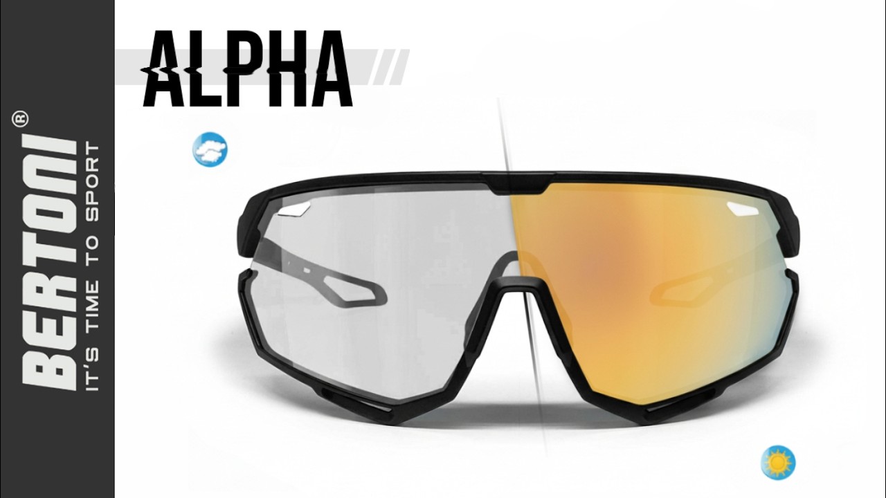 Bertoni Alpha NEW photochromic lens from clear to GOLD mirror