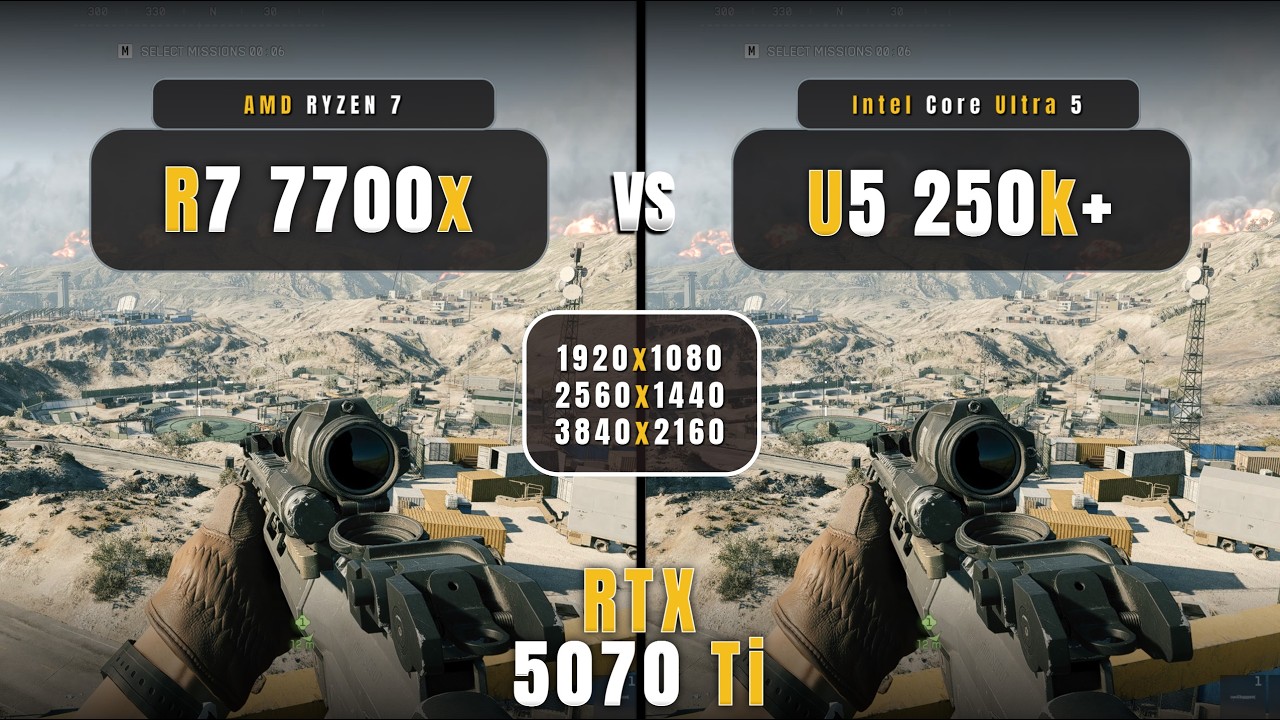 Ryzen 7 7700x vs Ultra 5 250k Plus - 1080p, 1440p, 4k | Biggest Comparison | RTX 5070 Ti