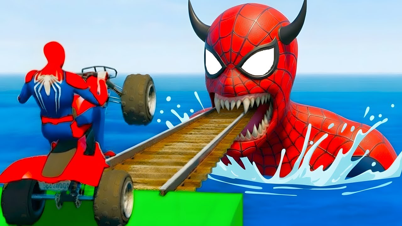 GTA V Superheroes Crazy Race Challenge with Super Cars | GTA 5 Spiderman Car Stunt Race