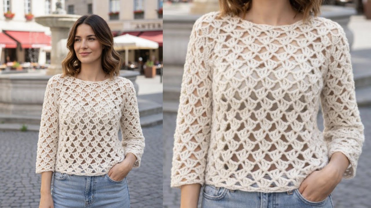EASY💯✨ Crochet Women Blouse Top Pattern 💯 Easy Crochet Women Sweater Pattern 💯 stitch only