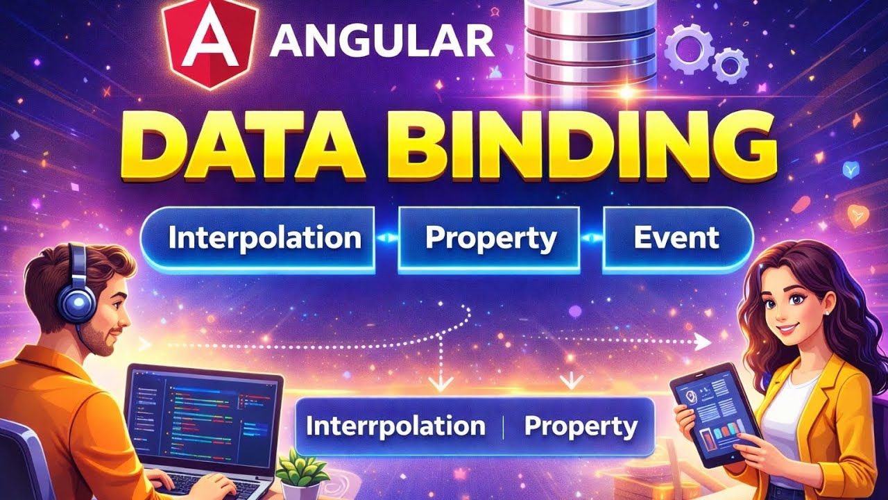 Angular Data Binding Full Tutorial Hindi | Interpolation, Property, Event & Two Way Binding