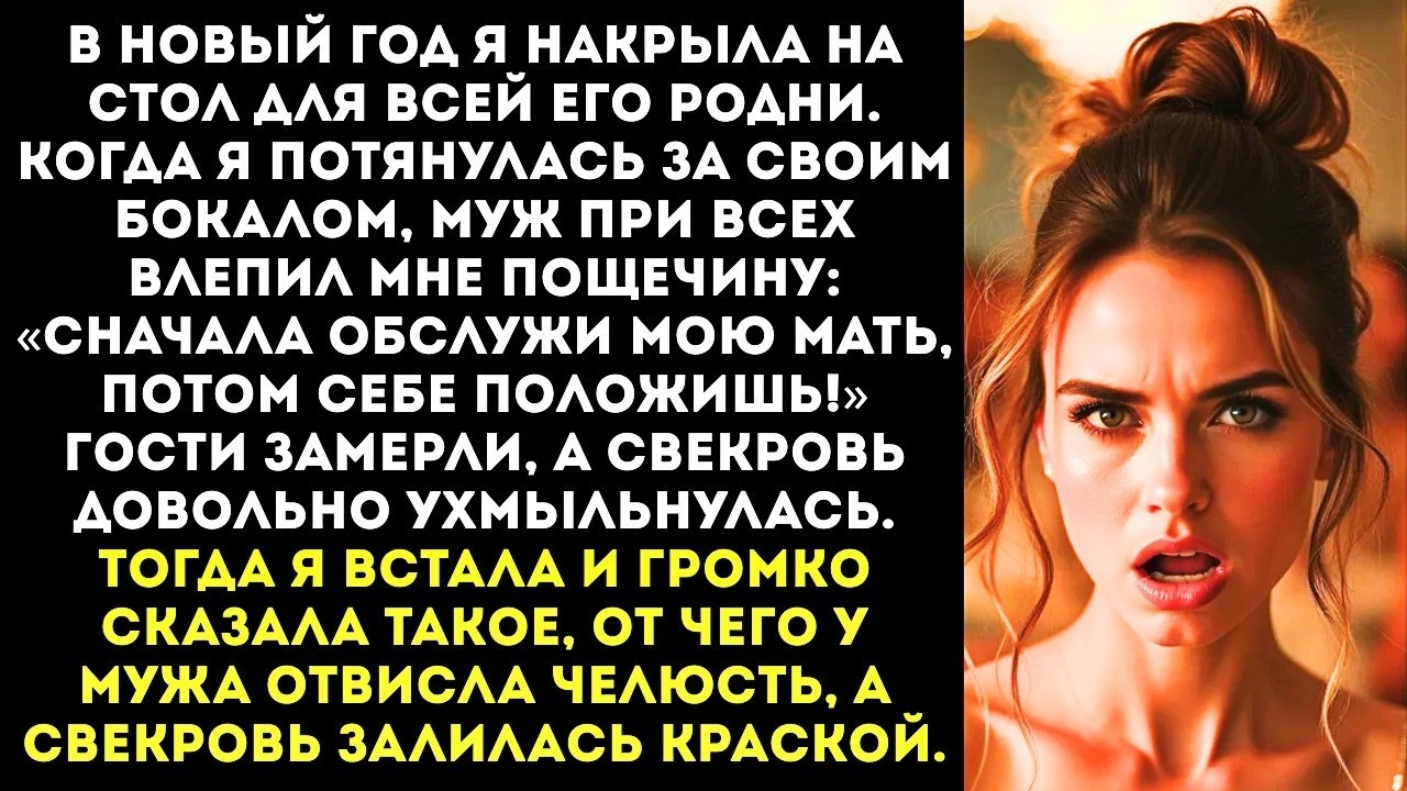 «Сначала обслужи мою мать, потом себе положишь!» — муж дал мне пощёчину при гостях