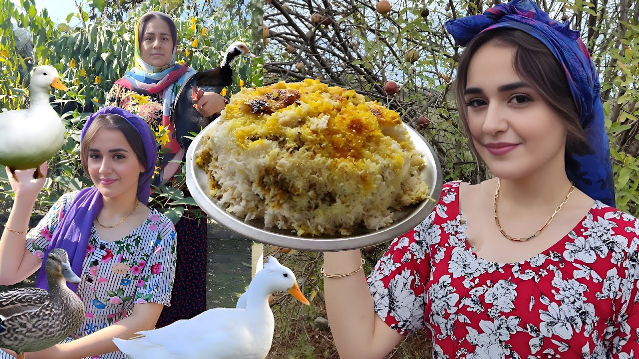 Rural Life in Iran|Duck buried in the bucket! Cooking in the village
