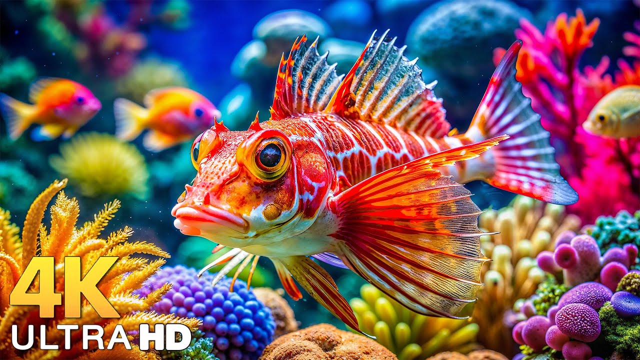 DREAM AQUARIUM 4K - Marine Life, Sea Animals and Coral Reef - Fish Tank Sounds for Deep Sleep #5