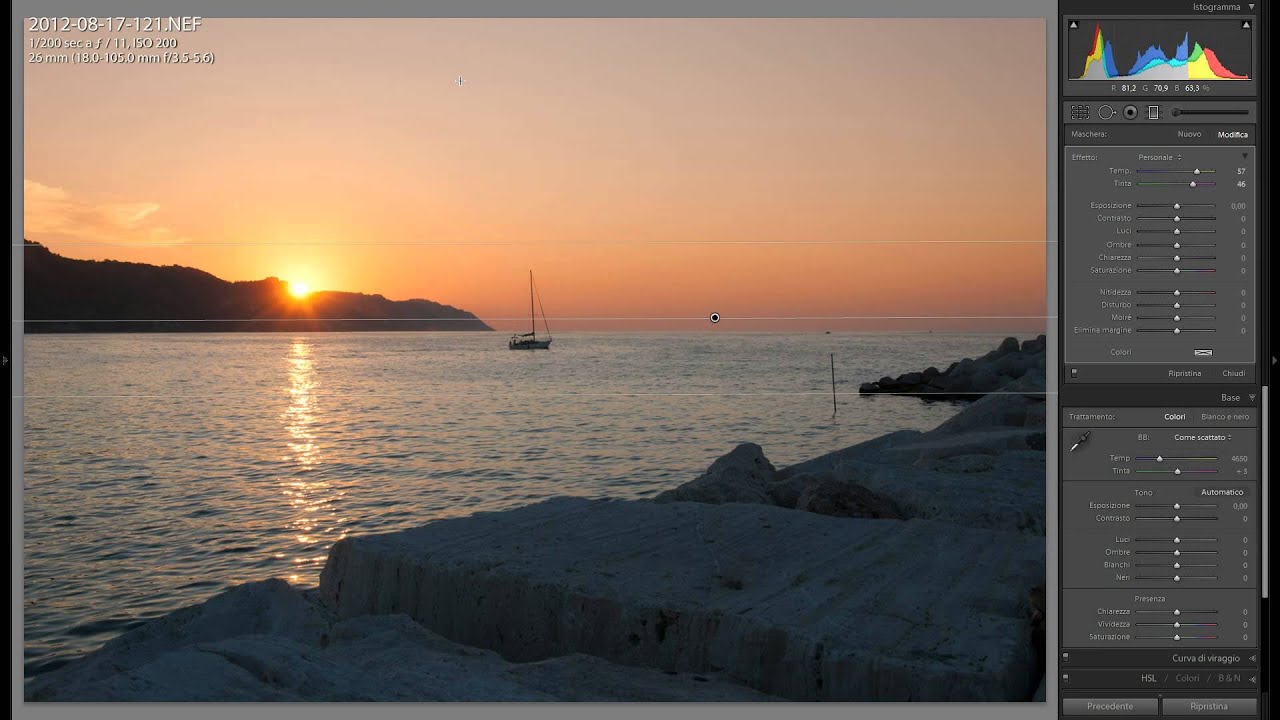 Come correggere e migliorare il cielo in una foto di tramonto con Lightroom 4