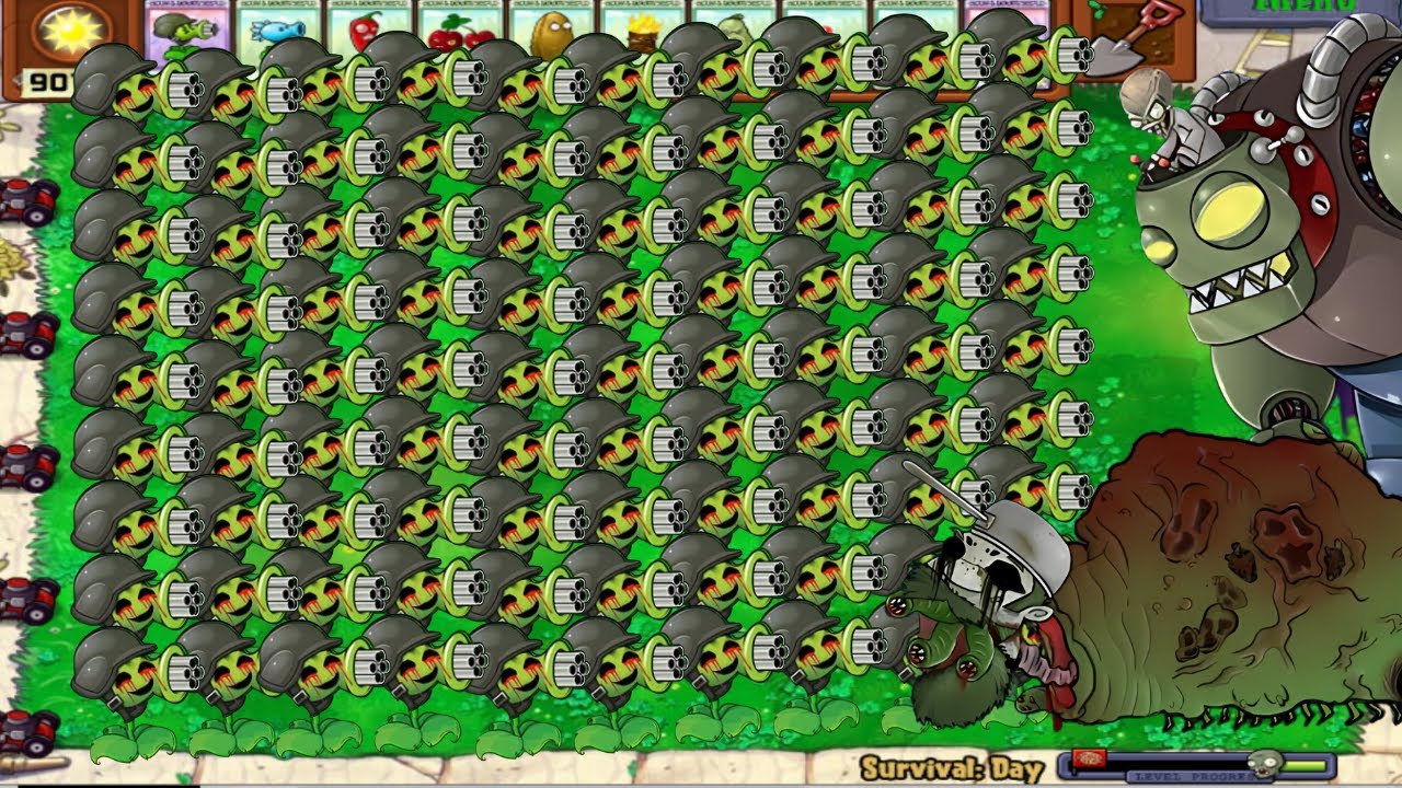 99 Gatling Pea vs. Horror Zomboss || Plants vs Zombies #gaming #plantsvszombies #plantsvszombieshack