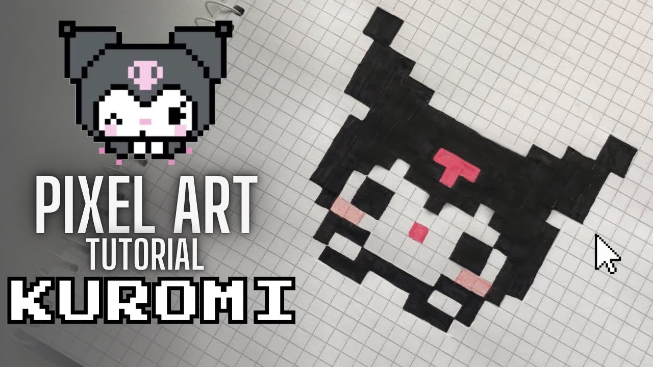 Drawing KUROMI from Sanrio in Pixel Art 🎨 | Step-by-Step Tutorial in My Notebook! 📒