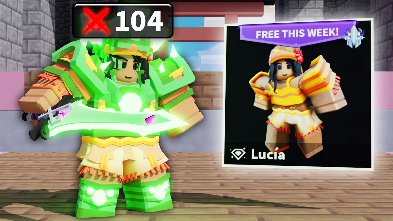 I Got 100 Kills After The Lucia Kit Is Free.. (Roblox Bedwars)