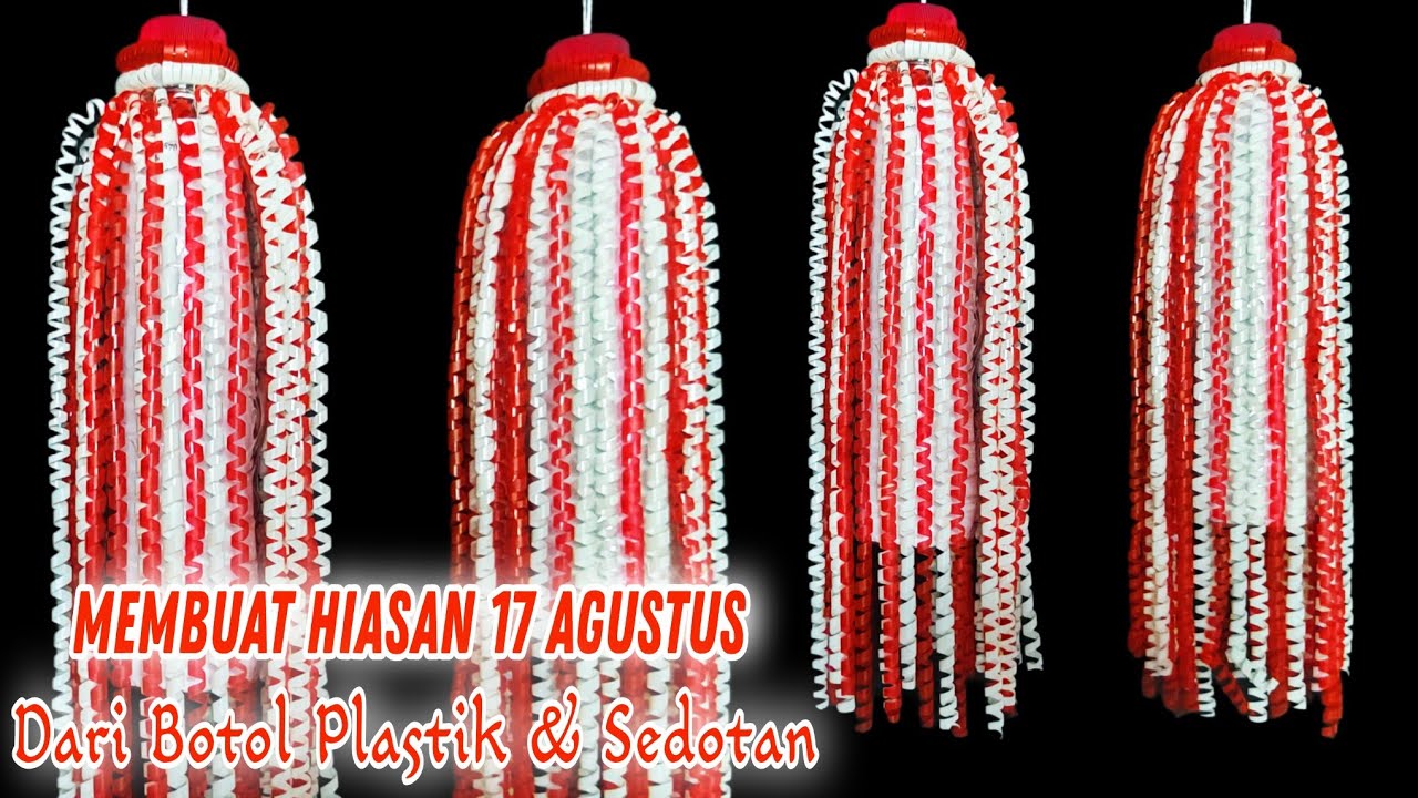 Membuat Hiasan 17 Agustus Dari Botol Plastik dan Sedotan || Ide Kreasi Merah Putih Yang Unik