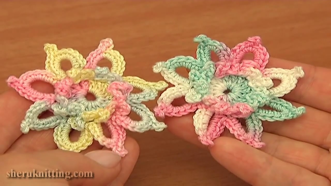 Crochet Small Pretty 8 Petal Flower /Free Crochet Flower Patterns